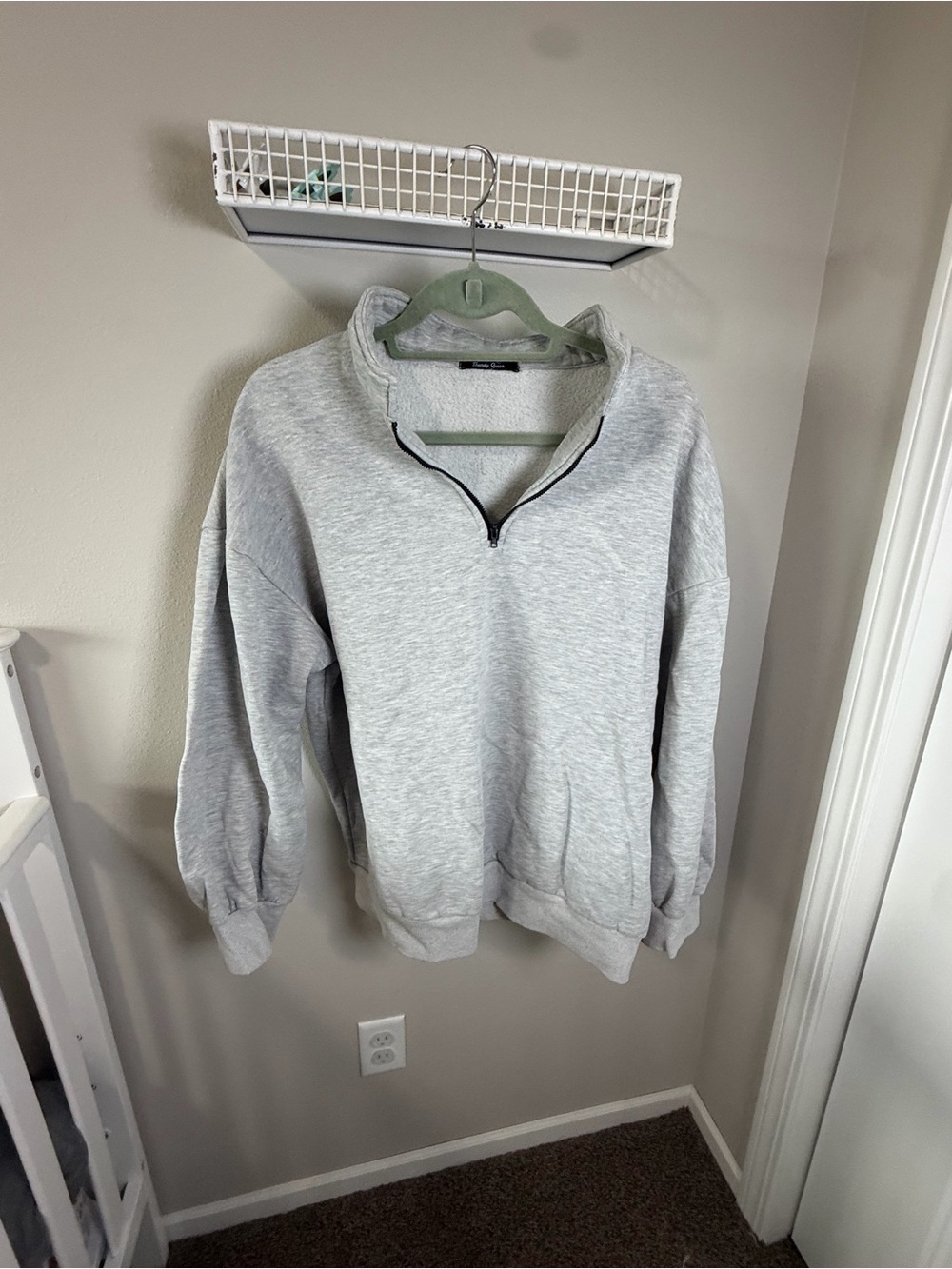 Women's Light Gray Half-Zip Pullover Sweatshirt